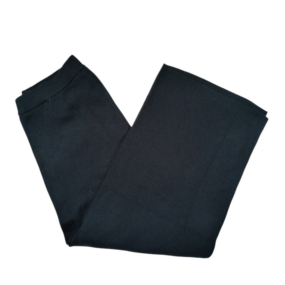 G.I.L.I. Women's Knit Wide Leg Pants Wide Leg Pants Solid Navy Blue Size Large